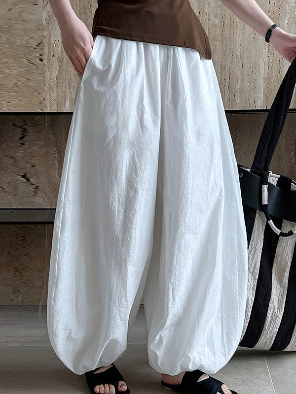 Elasticity Solid Color Split-Joint Harem Pants High Waisted Trousers Pants