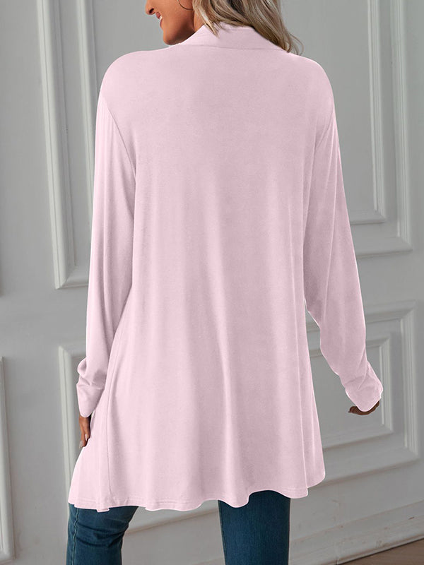 Solid Color Long Sleeves Loose Statement Collar Outerwear