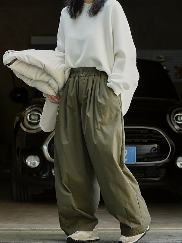 High Waisted Loose Solid Color Casual Pants Bottoms