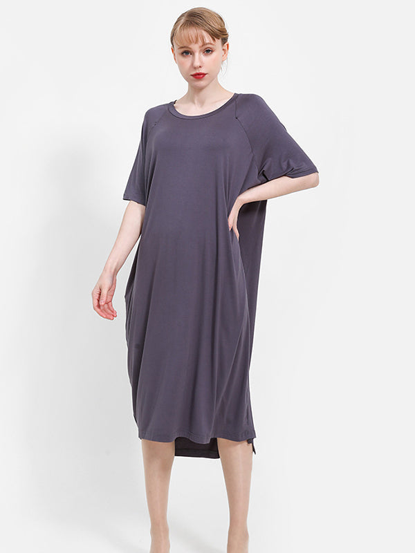 Modal Asymmetric Short Sleeve Loose Oversize Pajamas Dress