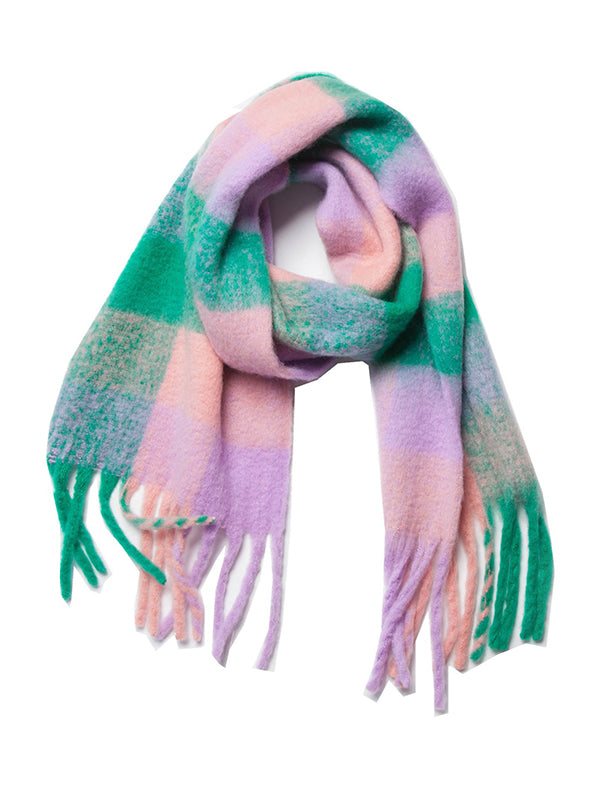 Keep Warm Multi-Colored Plaid Tasseled Thick Shawl&Scarf