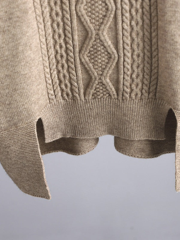 Urban Loose Split-Side Half Turtleneck Sweater Tops& Wide Leg Pants Two Pieces Set
