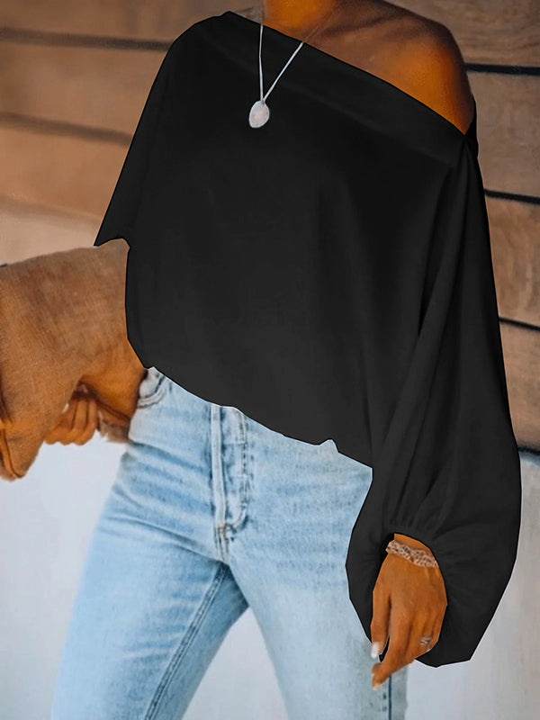 Simple Loose 3 Colors Solid Color Puff Sleeves T-Shirt
