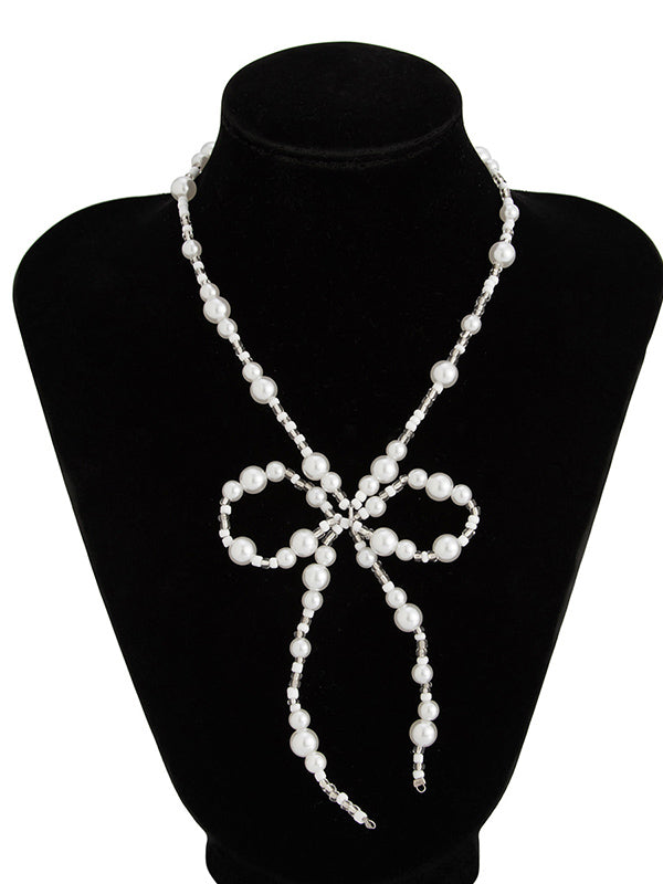 Bowknot Necklaces Accessories + Drop Earrings