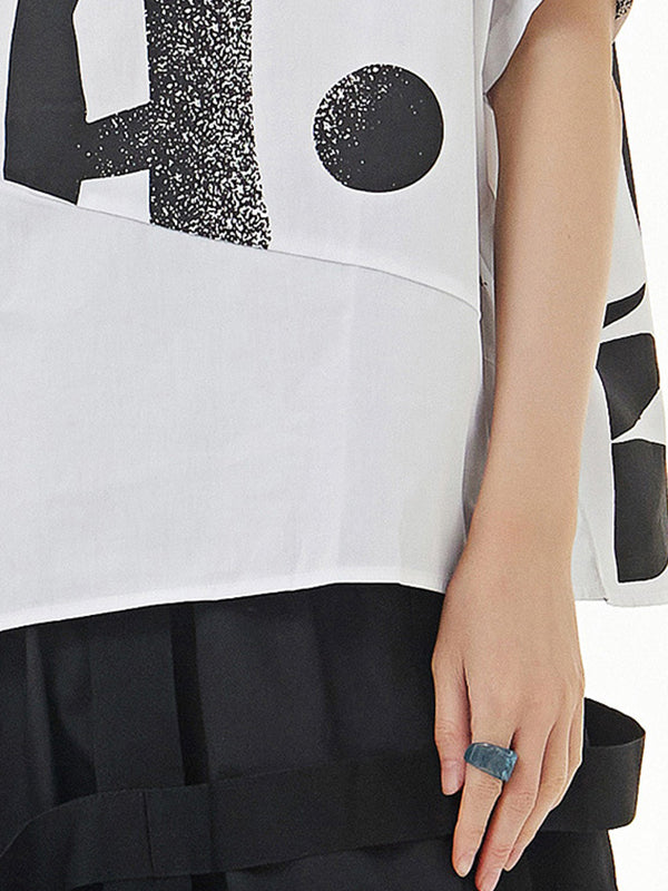 Printed Loose Short Sleeves Round-neck T-Shirts Tops