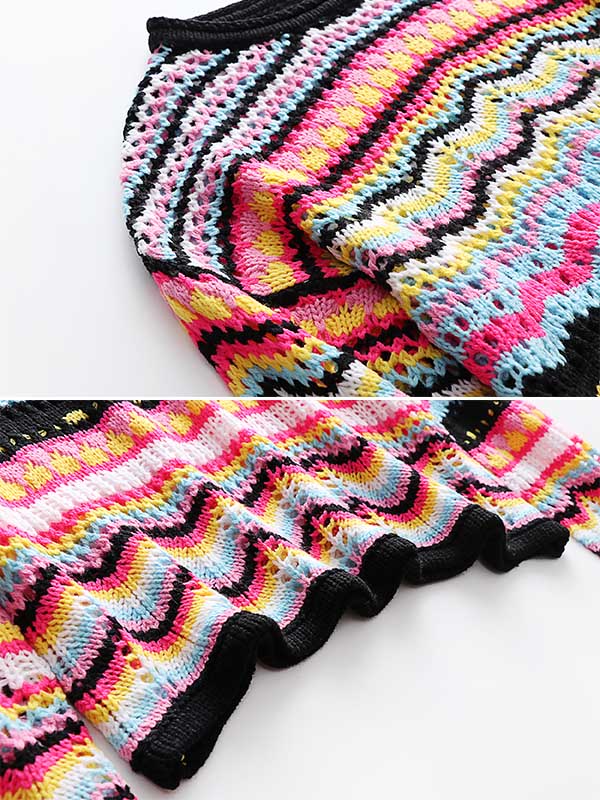 4 Colors Loose Contrast Color Round-Neck Sweater Top