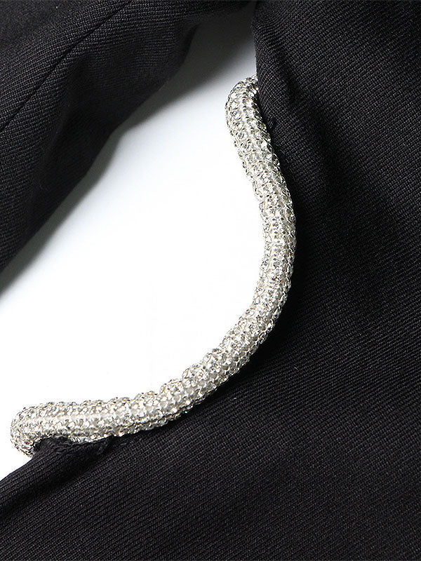 Casual Loose Long Sleeves Sequined Tasseled Hollow Shiny Notched Collar Outerwear Blazer