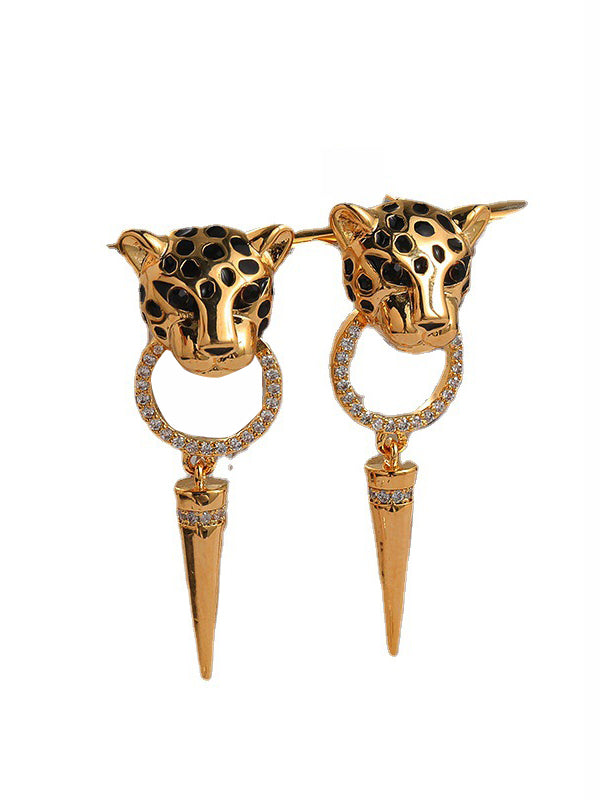 Animal Shape Geometric Rhine Stones Drop Earrings