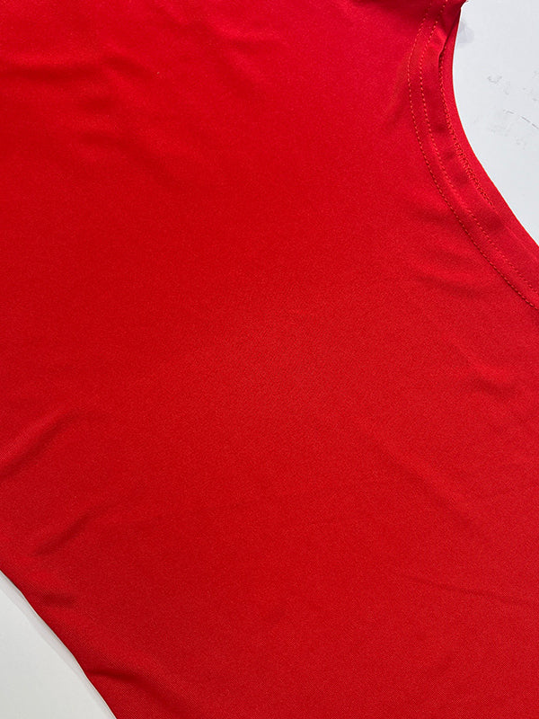 Asymmetric Solid Color Split-side Skinny Sleeveless Square-neck Tank Top