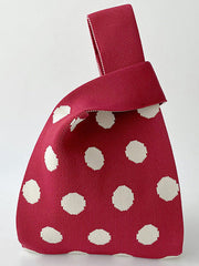 Contrast Color Polka-Dot Split-Joint Woven Handbags Bags