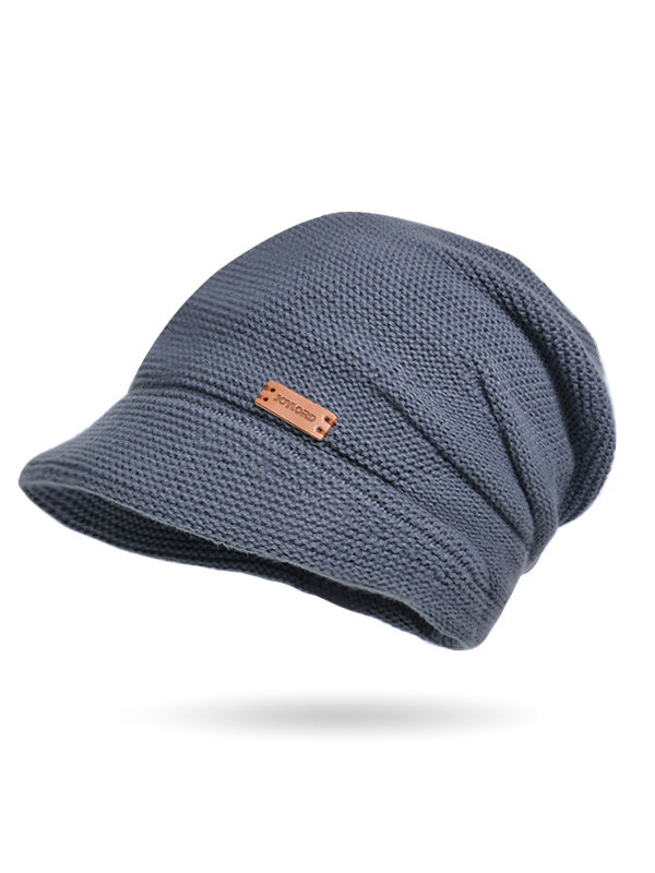 Flat Brim Solid Color Split-Joint Knitted Hats Hats