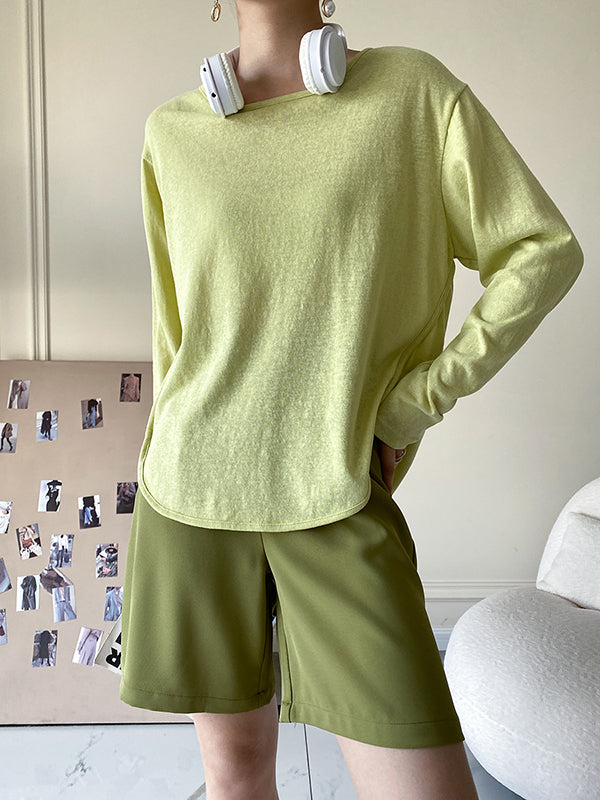 Simple Casual Loose Solid Color Sun-Protection T-Shirt Top