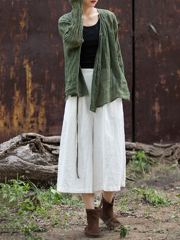 Pleated Split-Joint High Waisted Loose Trousers Pants