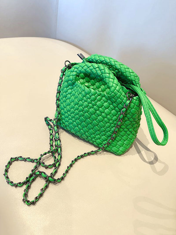 Solid Color Woven Handbags Bags