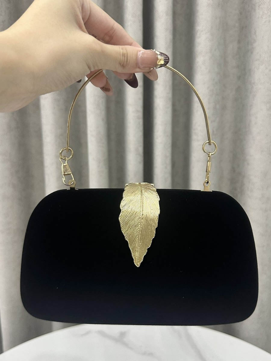 Chains Leaves Shape Lock Pleated Evening Bags & Clutches Crossbody Bags