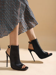 Belt Buckle Peep Toe Split-Joint Sandals Pumps