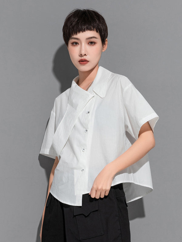 Stylish BF Asymmetric Lapel Blouse