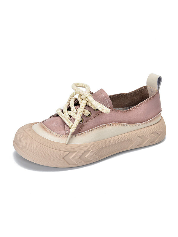 Contrast Color Lace-Up Platform Shoes Casual Shoes