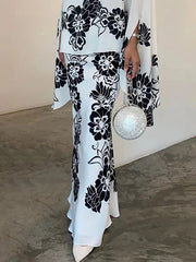 Flower Print High Waisted Loose Skirts Bottoms