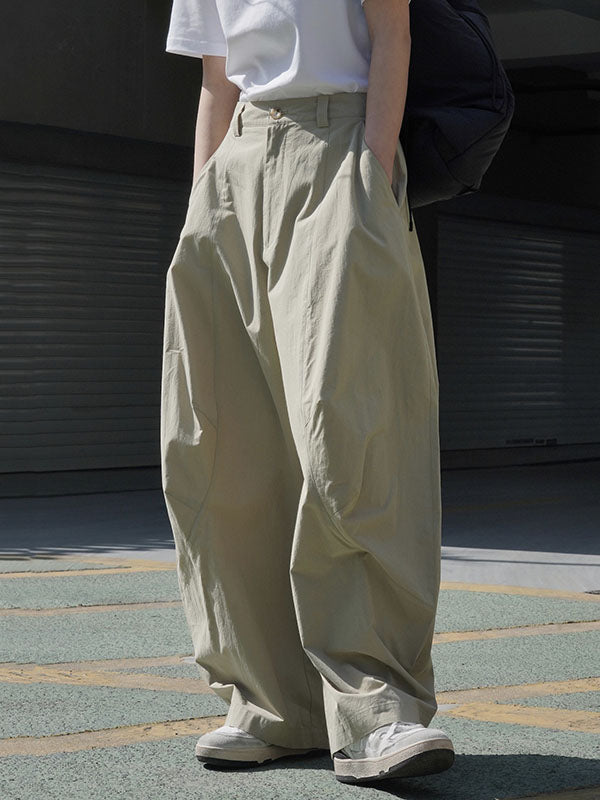 Solid Color Split-Joint Loose Wide Leg Trousers Casual Pants Bottoms