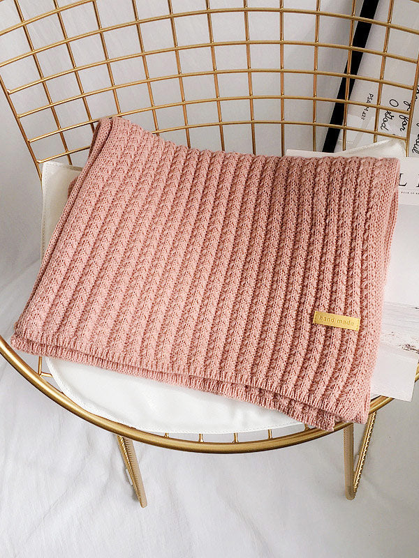 Stylish Solid Color Simple Warm Knitted Scarf