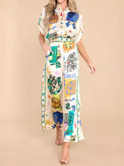Animal Printed Drawstring Elasticity Figure Pockets Loose Wide Leg Trousers Pants
