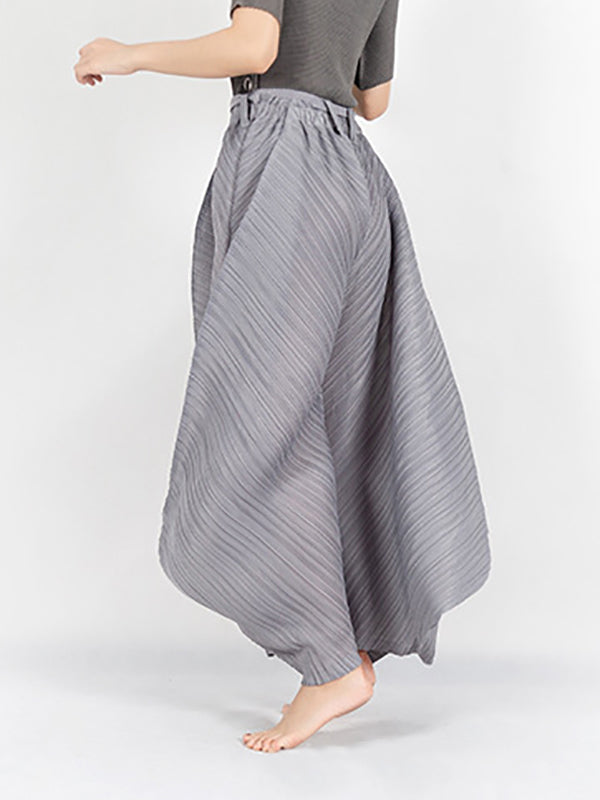 Simple Wide Leg Loose Pleated Solid Color Casual Pants Bottoms