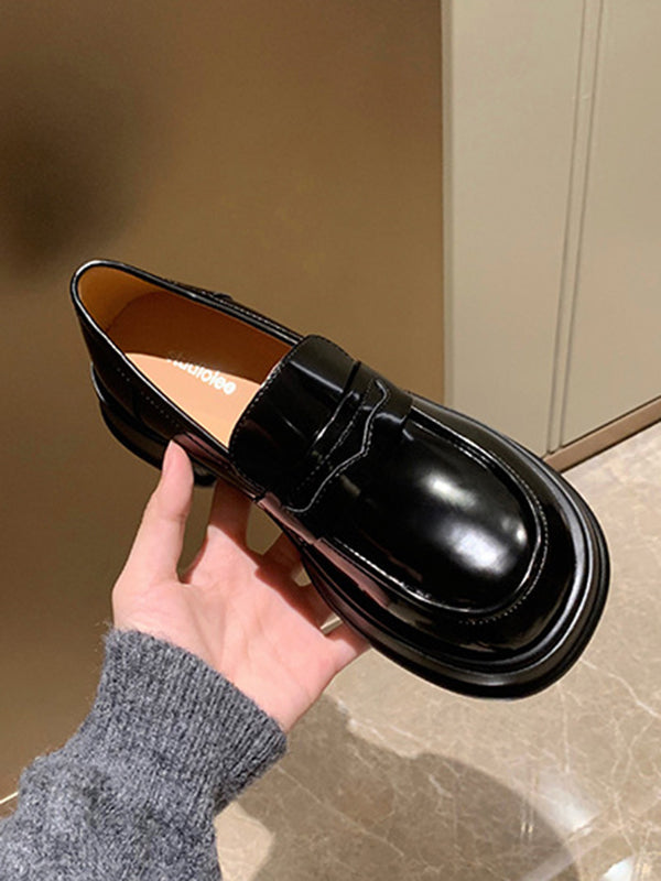 Round-Toe Split-Joint Loafers