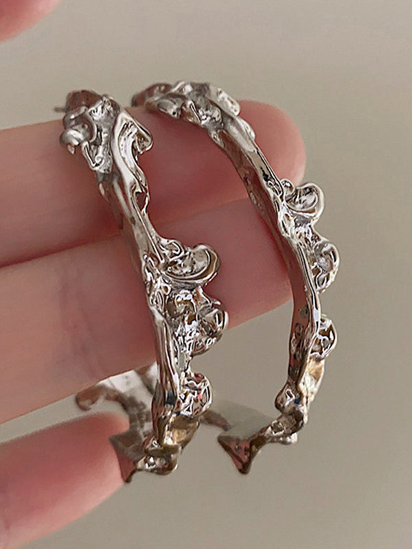 Hood Pleated Solid Color Irregularity Earrings Accessories