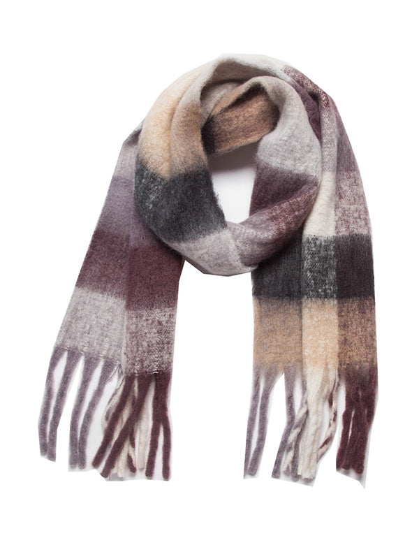 Keep Warm Multi-Colored Plaid Tasseled Thick Shawl&Scarf