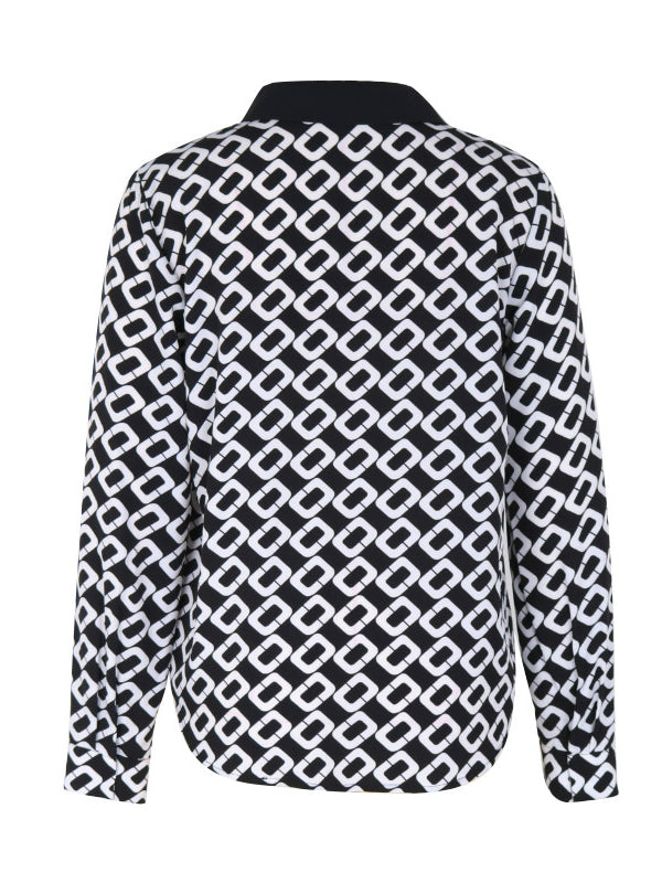 Printed Long Sleeves Loose Lapel Blouses&Shirts Tops