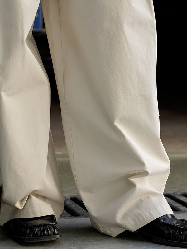 Pleated Solid Color High Waisted Wide Leg Trousers Casual Pants Bottoms