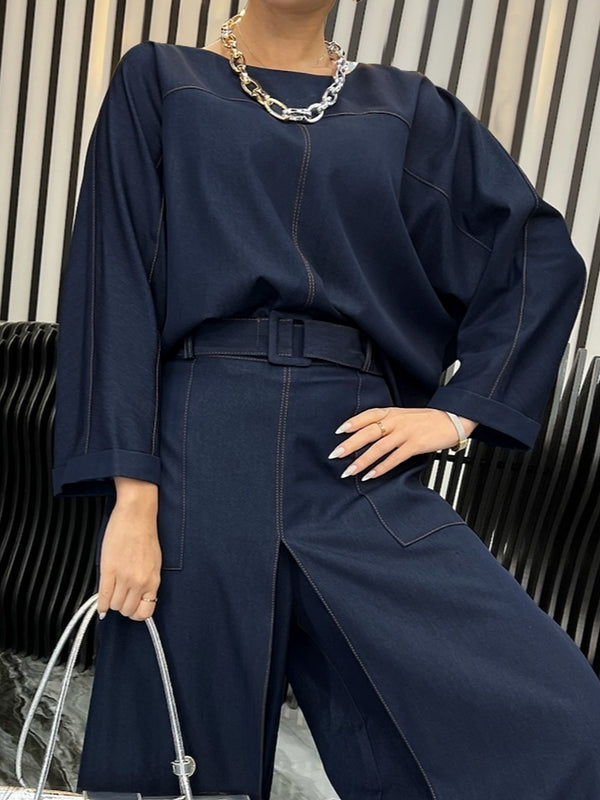 Solid Color Long Sleeves Loose Round-neck T-Shirts Tops