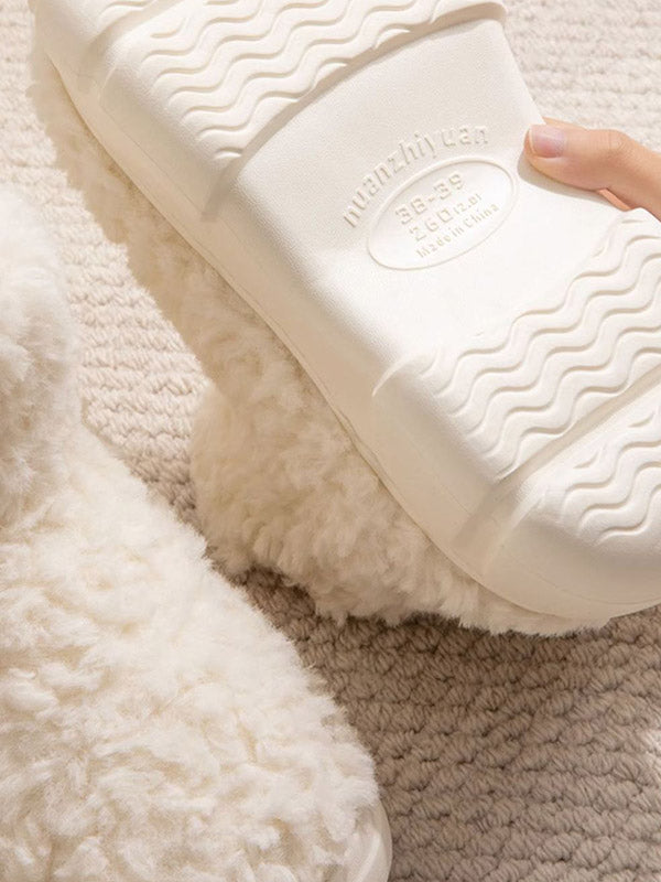 Round-Toe Split-Joint Velvet Platform Shoes Boots