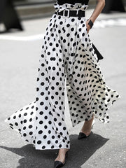 Original Wide Legs Polka-Dot Pleated Casual Pants