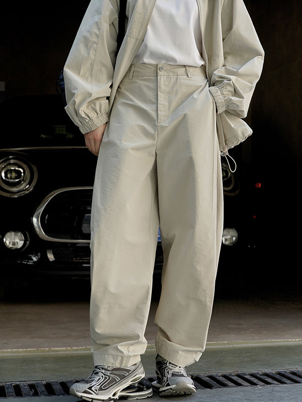High-Waisted Pleated Solid Color Loose Wide Leg Trousers Casual Pants Bottoms