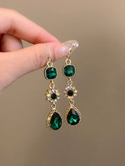 Urban Green Rhinestone Waterdrop Earrings Accessories