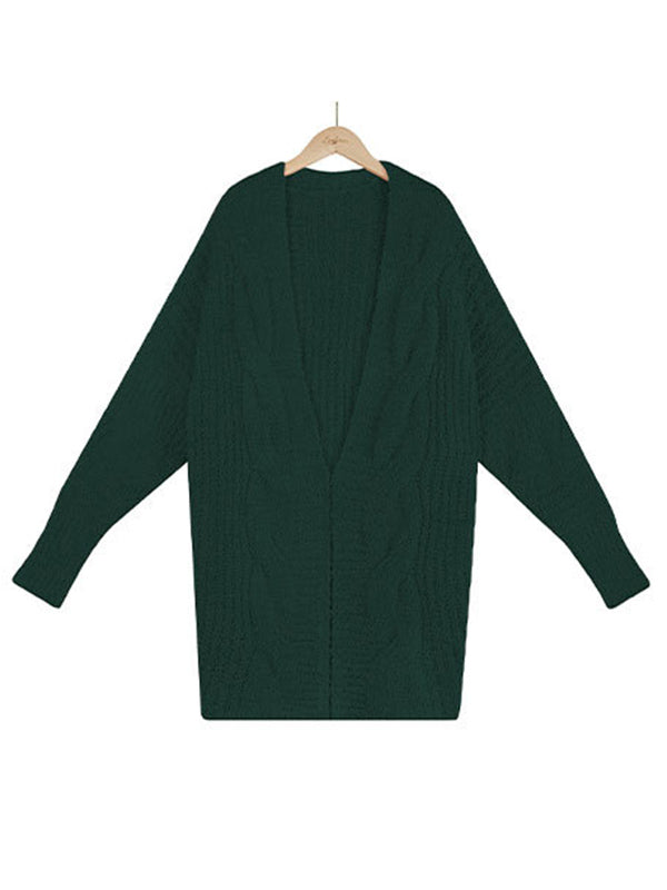 Casual Batwing Sleeves Loose Solid Color Cardigan Tops