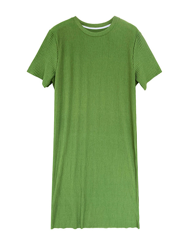 Original Casual Pleated Solid Color Midi Dress