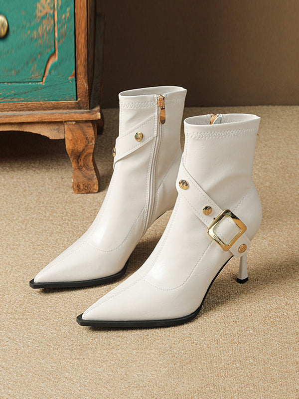 Pointed-Toe Split-Joint Pumps Boots