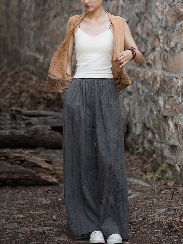 Elasticity Pockets Tie-Dyed Wide Leg Trousers Casual Pants Bottoms