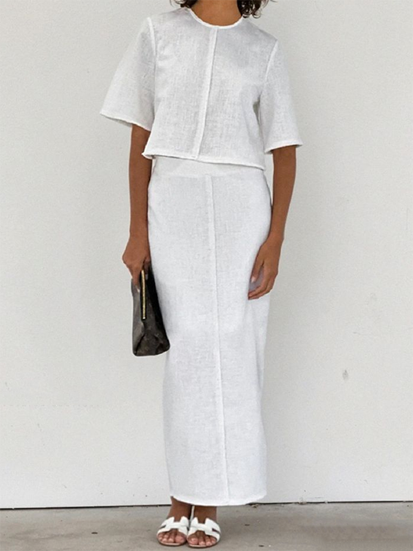 Solid Color Column Skirts Bottoms