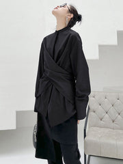 Light Maturity Irregular Stand Collar Long Sleeve Shirt