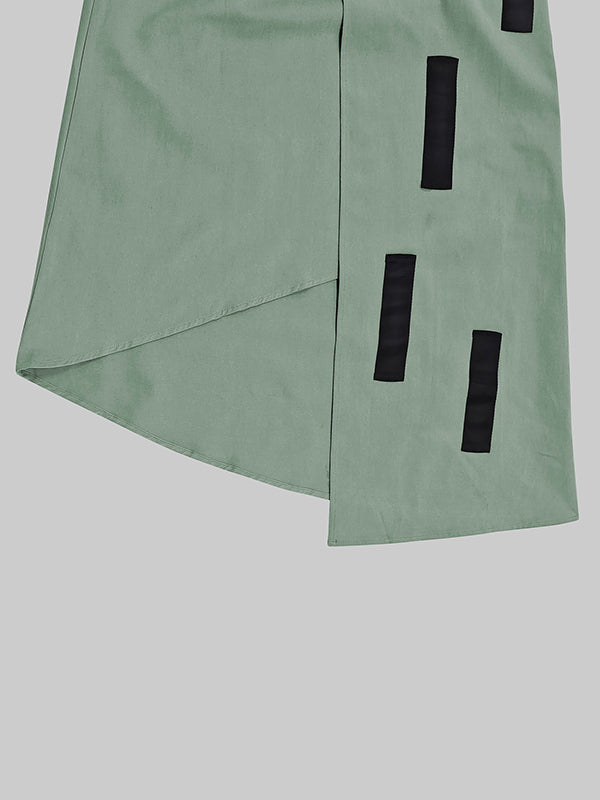 Asymmetric Pockets Split-Joint A-Line Loose Skirts Bottoms