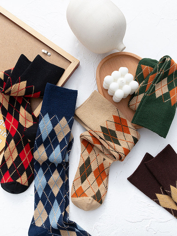 Leisure Skinny Checkered Socks Accessories