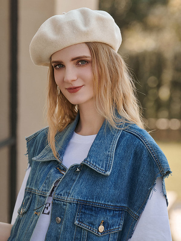 Simple Wool Solid Color Beret Hat