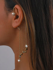 Flower Shape Hollow Rhinestone Tasseled Earhook Accessories