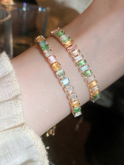 Adjustable Contrast Color Geometric Rhine Stones Bracelet Accessories