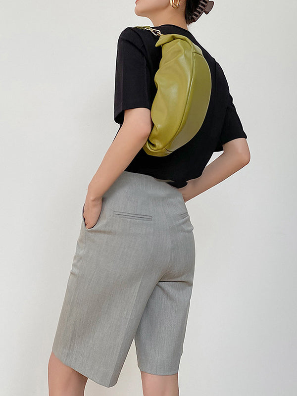 Solid Color Split-Joint Half Sleeves Round-neck T-Shirts Tops