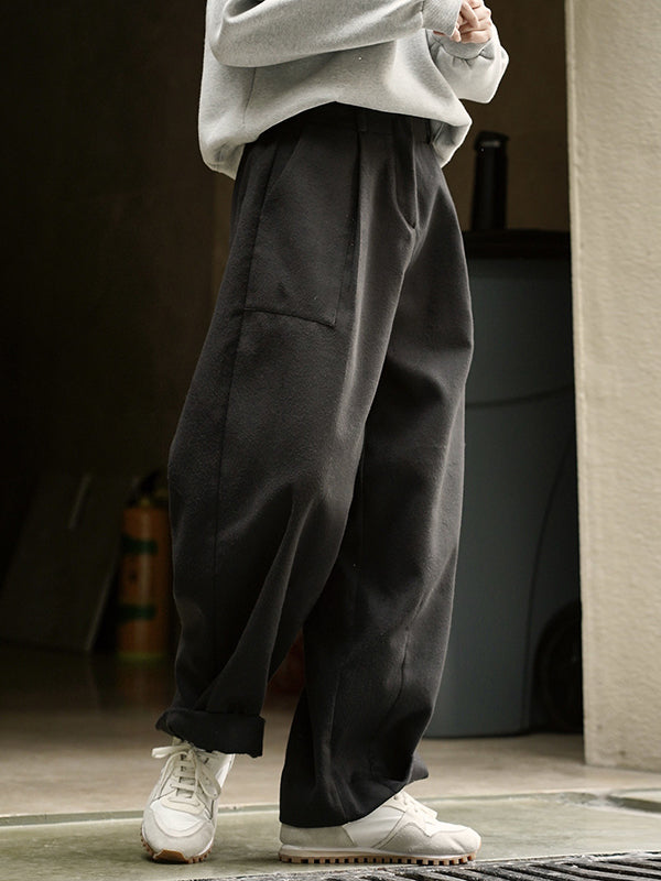 Casual Loose Wide Leg Solid Color Pants